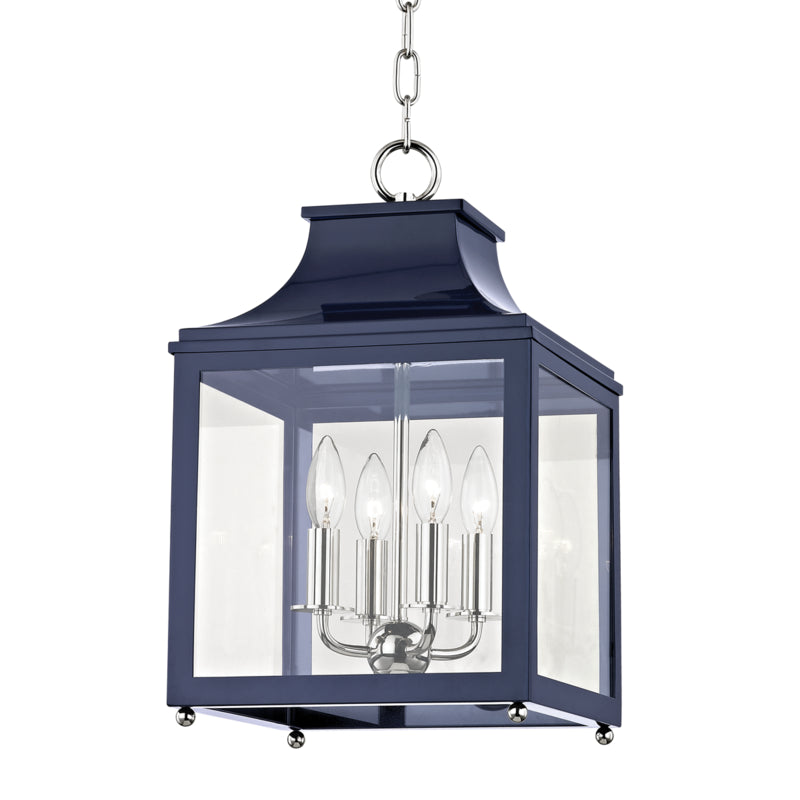 Mitzi - H259704S-PN/NVY - Four Light Lantern - Leigh - Polished Nickel/Navy