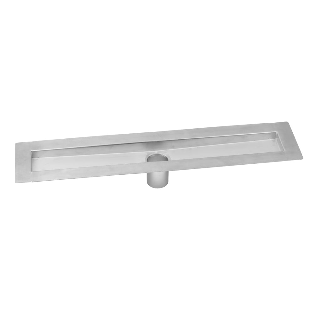 24" zeroEDGE Bottom Outlet Channel Drain Body in Brushed Stainless (BSS) Finish