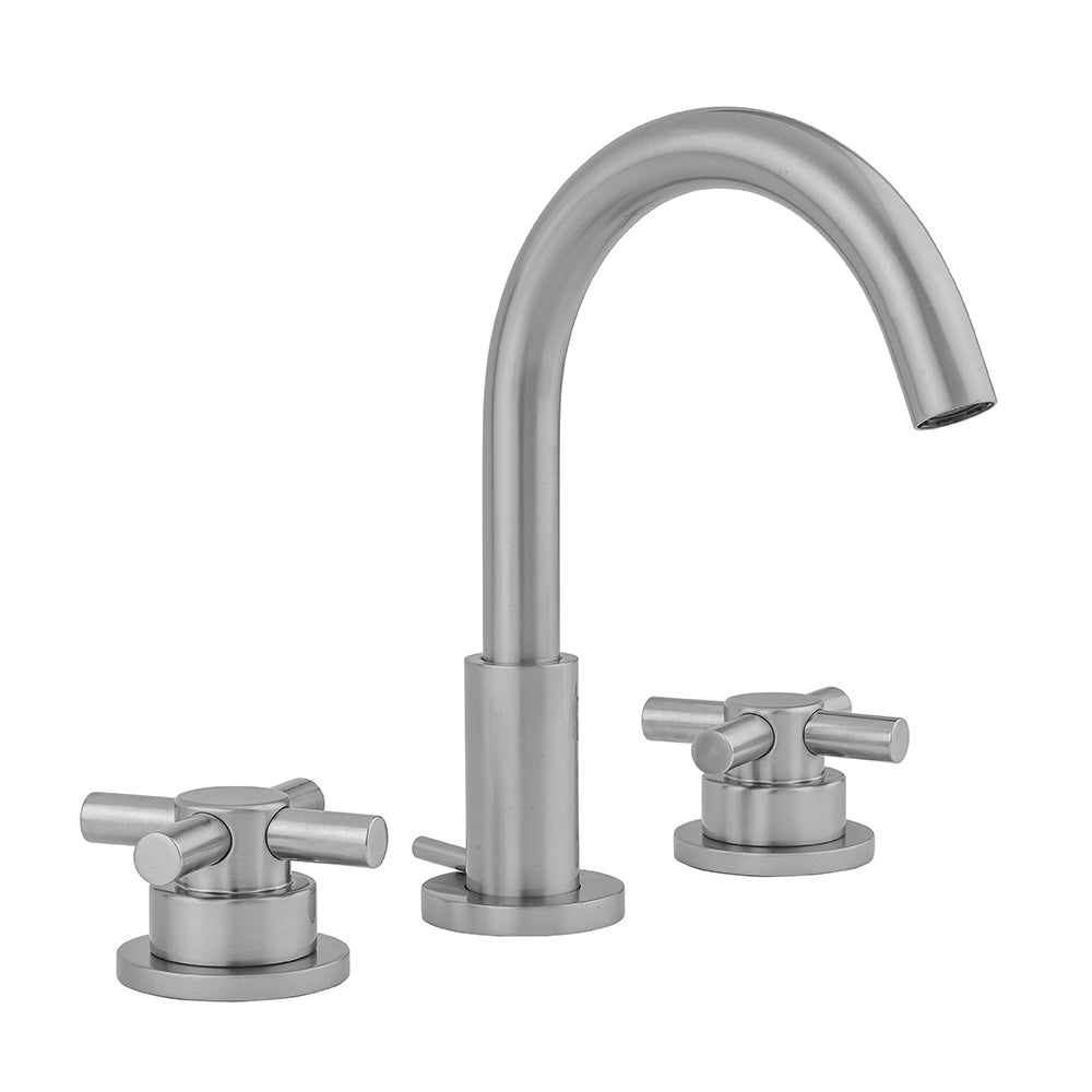 Uptown Contempo Faucet with Round Escutcheons & Low Contempo Cross Handles- 0.5 GPM in Multiple Finishes