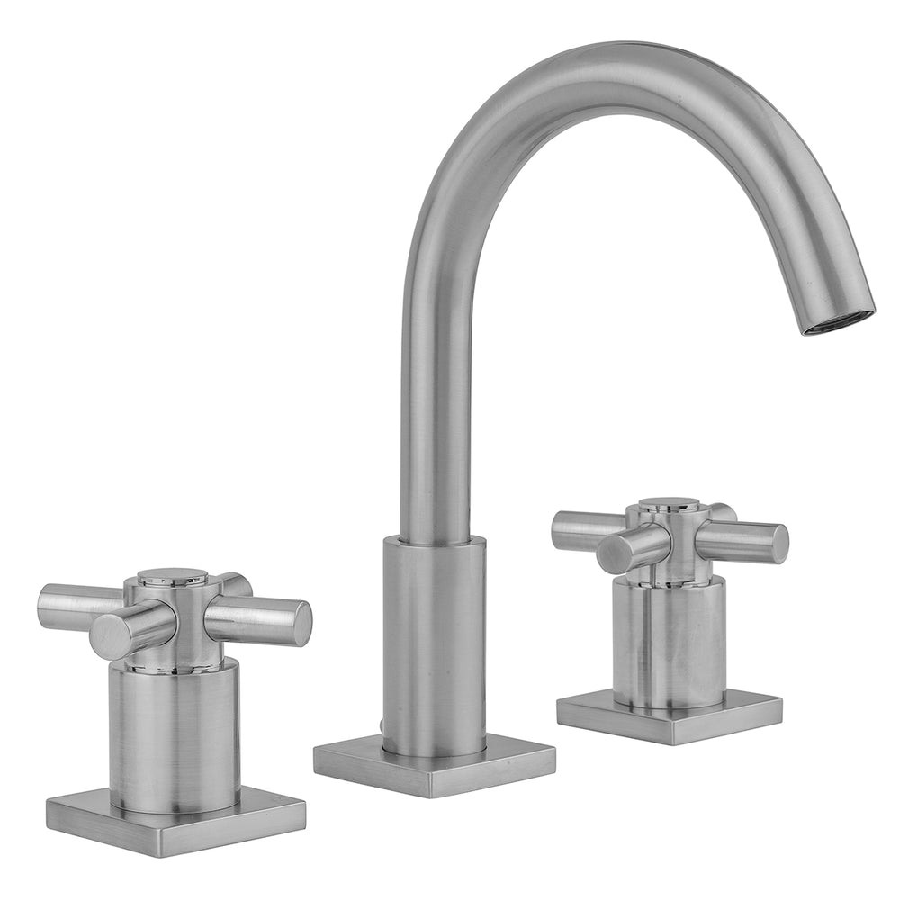 Uptown Contempo Faucet with Square Escutcheons & Contempo High Cross Handles- 0.5 GPM in Multiple Finishes