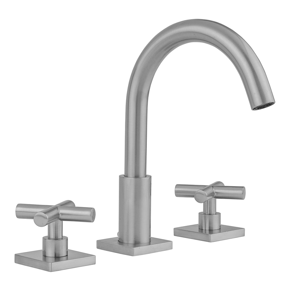 Uptown Contempo Faucet with Square Escutcheons & Contempo Hub Base Cross Handles in Multiple Finishes