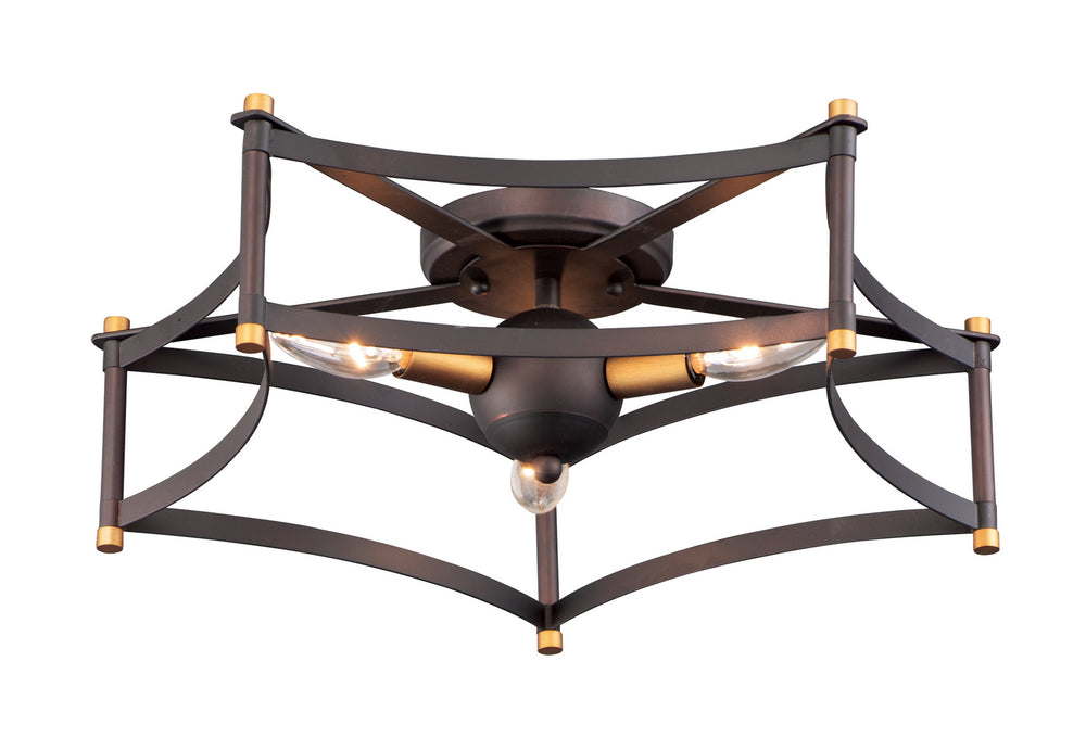 Maxim - 13590OIAB - Three Light Flush Mount - Wellington - Oil Rubbed Bronze / Antique Brass