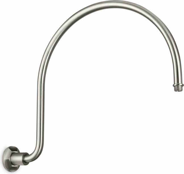 California Faucets - 9107-47-SN - Curved Shower Arm - Hex Base - Satin Nickel 