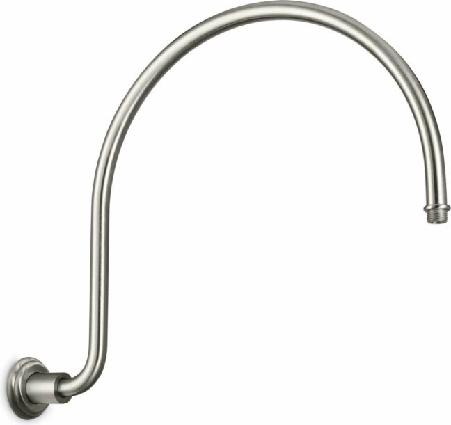 California Faucets - 9107-60-SN - Curved Shower Arm - Line Base - Satin Nickel 