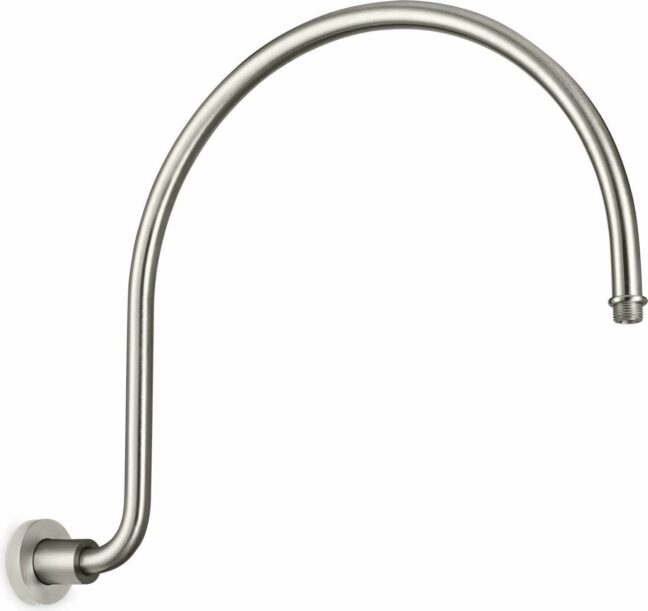 California Faucets - 9107-65-SN - Curved Shower Arm - Round Base - Satin Nickel 