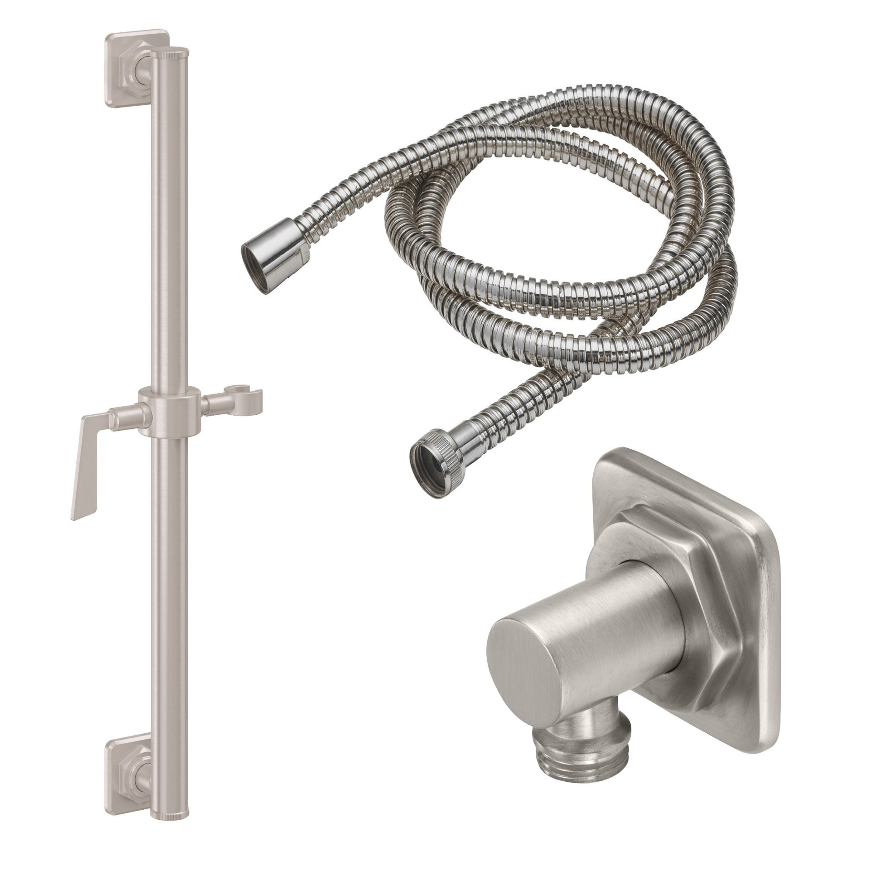 California Faucets - 9127-GB24-85-SN - 24" Grab Bar Handshower Kit - Lever Handle with Quad Base - Satin Nickel  - Steampunk Bay