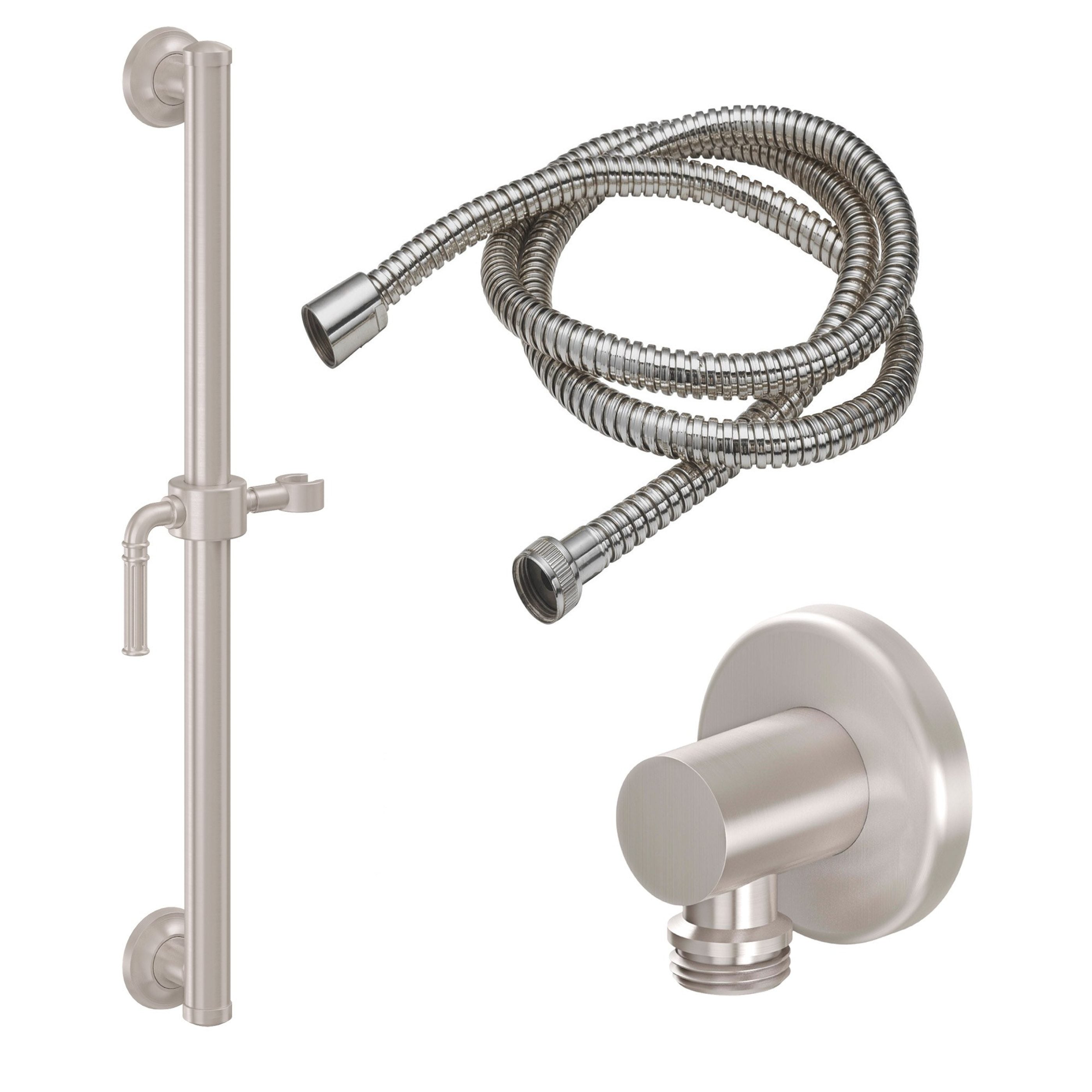 California Faucets - 9127-GB24-C1-SN - 24" Grab Bar Handshower Kit - Lever Handle with Round Base - Satin Nickel  - Trousdale