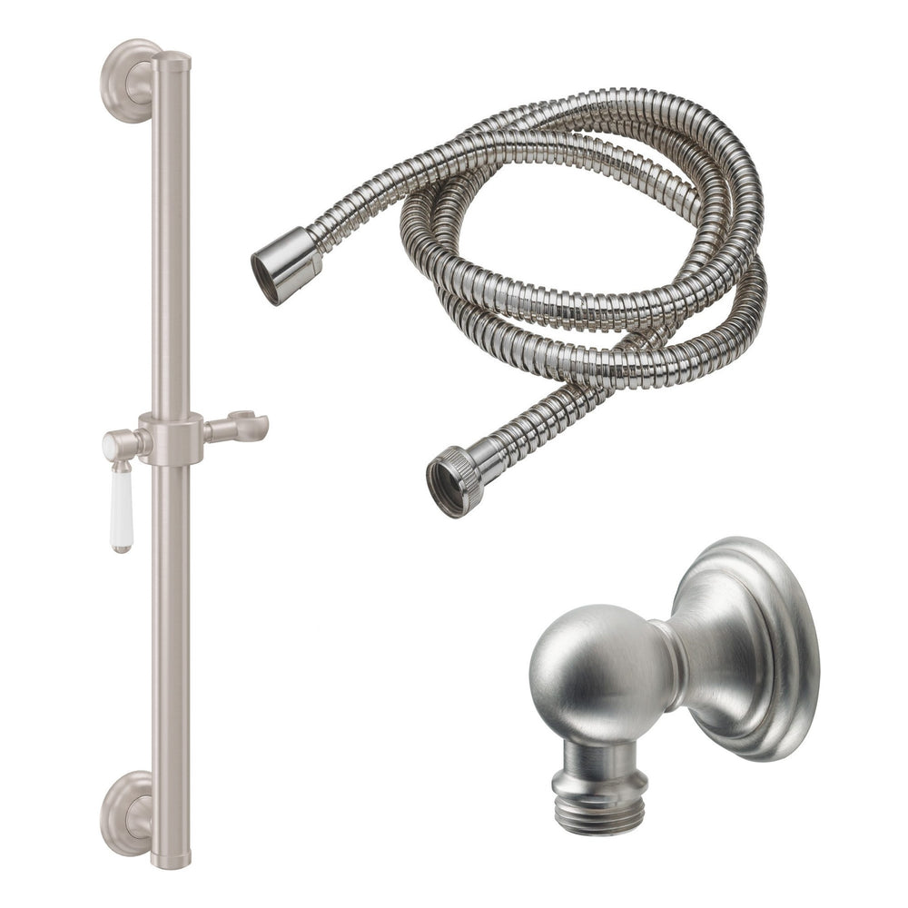 California Faucets - 9129-GB24-35-SN - 24" Grab Bar Handshower Kit - Porcelain Lever Handle with Line Base - Satin Nickel  - Cardiff