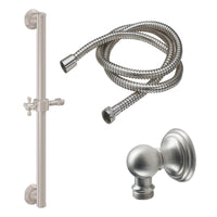 California Faucets - 9129-GB24-60-SN - 24" Grab Bar Handshower Kit - Cross Handle with Line Base - Satin Nickel  - Del Mar