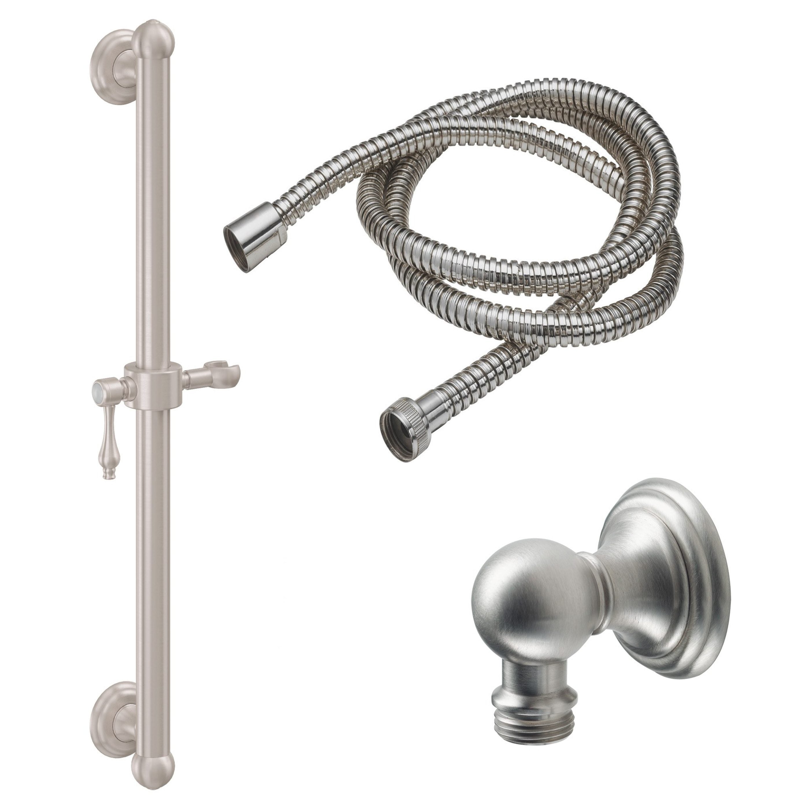 California Faucets - 9129-GB24-61-SN - 24" Grab Bar Handshower Kit - Lever Handle with Line Base - Satin Nickel  - Salinas