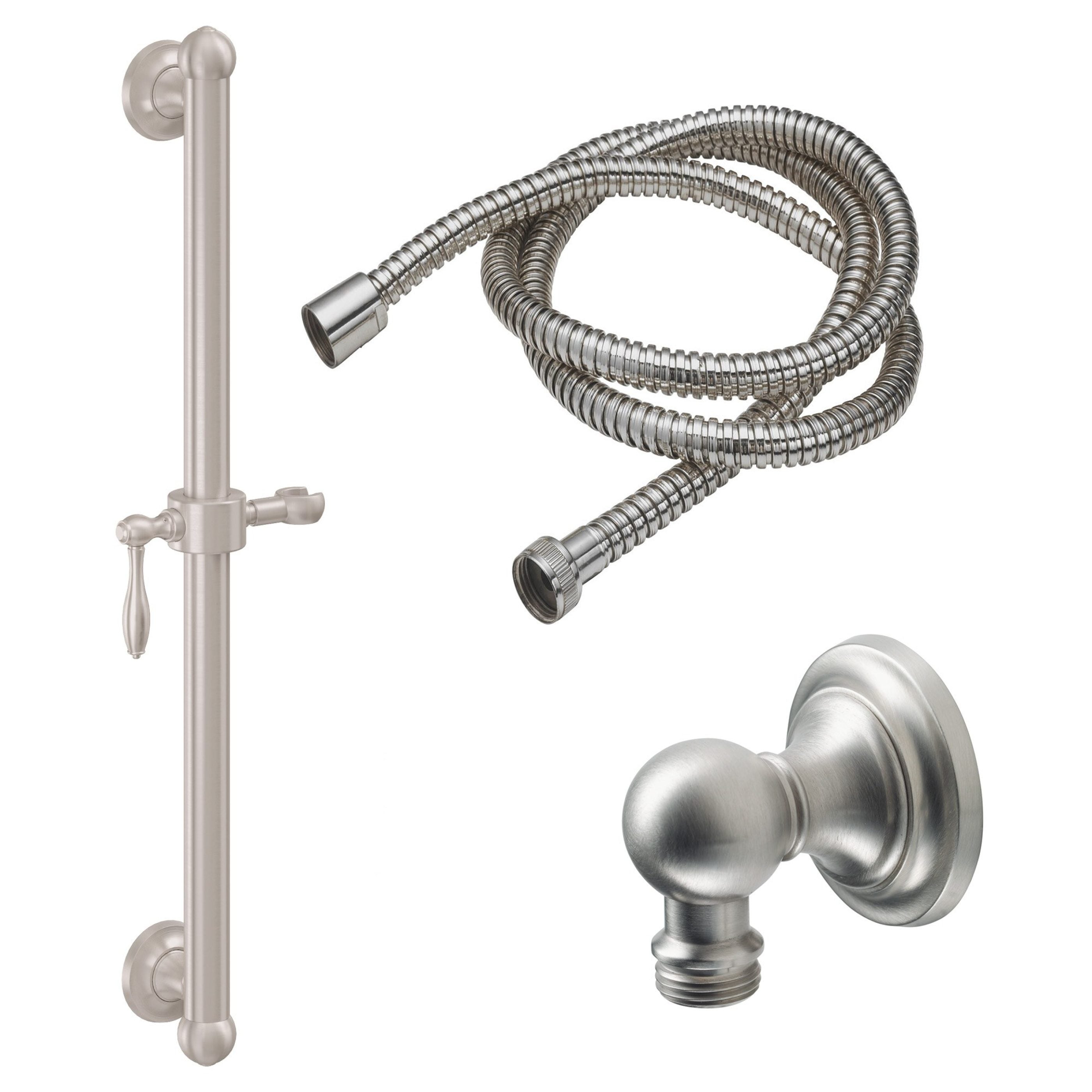 California Faucets - 9129-GB24-64-SN - 24" Grab Bar Handshower Kit - Lever Handle with Concave Base - Satin Nickel  - Mendocino