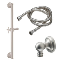 California Faucets - 9129-GB30-48X-SN - 30" Grab Bar Handshower Kit - Cross Handle with Concave Base - Satin Nickel  - Miramar