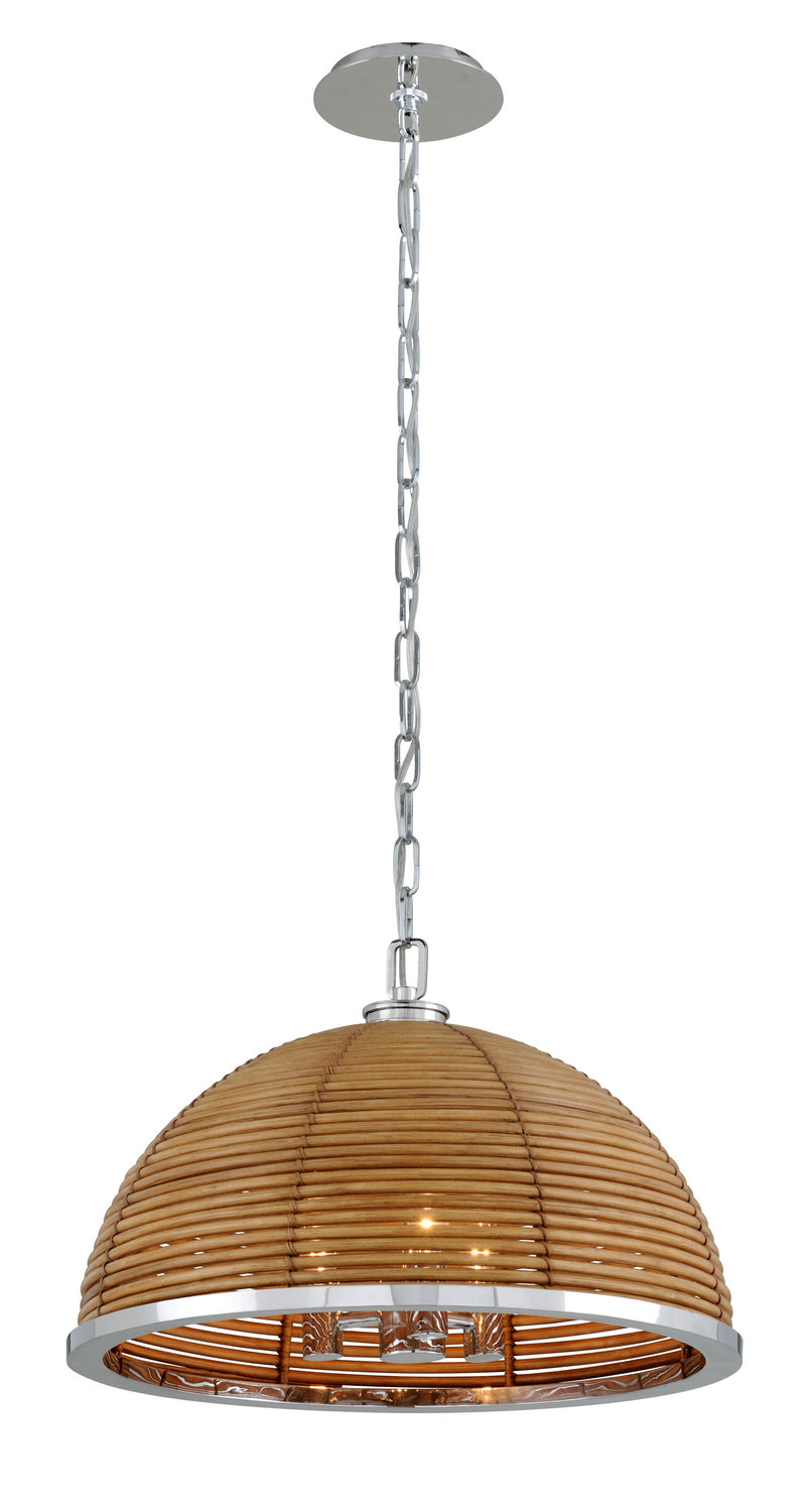 Corbett Lighting - 277-43 - Three Light Chandelier - Carayes - Natural Rattan Stainless Steel