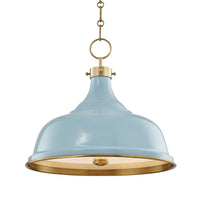 Hudson Valley - MDS300-AGB/BB - Three Light Pendant - Painted No.1 - Aged Brass/Blue Bird