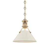 Hudson Valley - MDS351-AGB/OW - One Light Pendant - Painted No.2 - Aged Brass/Off White