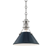 Hudson Valley - MDS351-PN/DBL - One Light Pendant - Painted No.2 - Polished Nickel/Darkest Blue