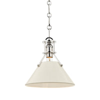Hudson Valley - MDS351-PN/OW - One Light Pendant - Painted No.2 - Polished Nickel/Off White