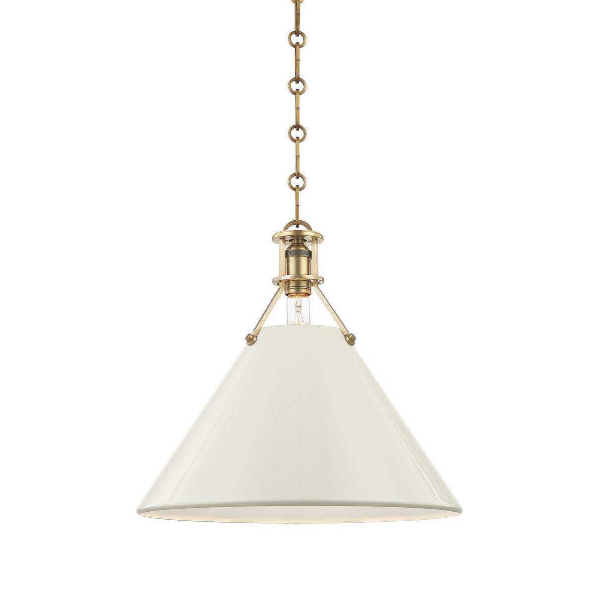 Hudson Valley - MDS352-AGB/OW - One Light Pendant - Painted No.2 - Aged Brass/Off White