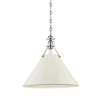 Hudson Valley - MDS352-PN/OW - One Light Pendant - Painted No.2 - Polished Nickel/Off White