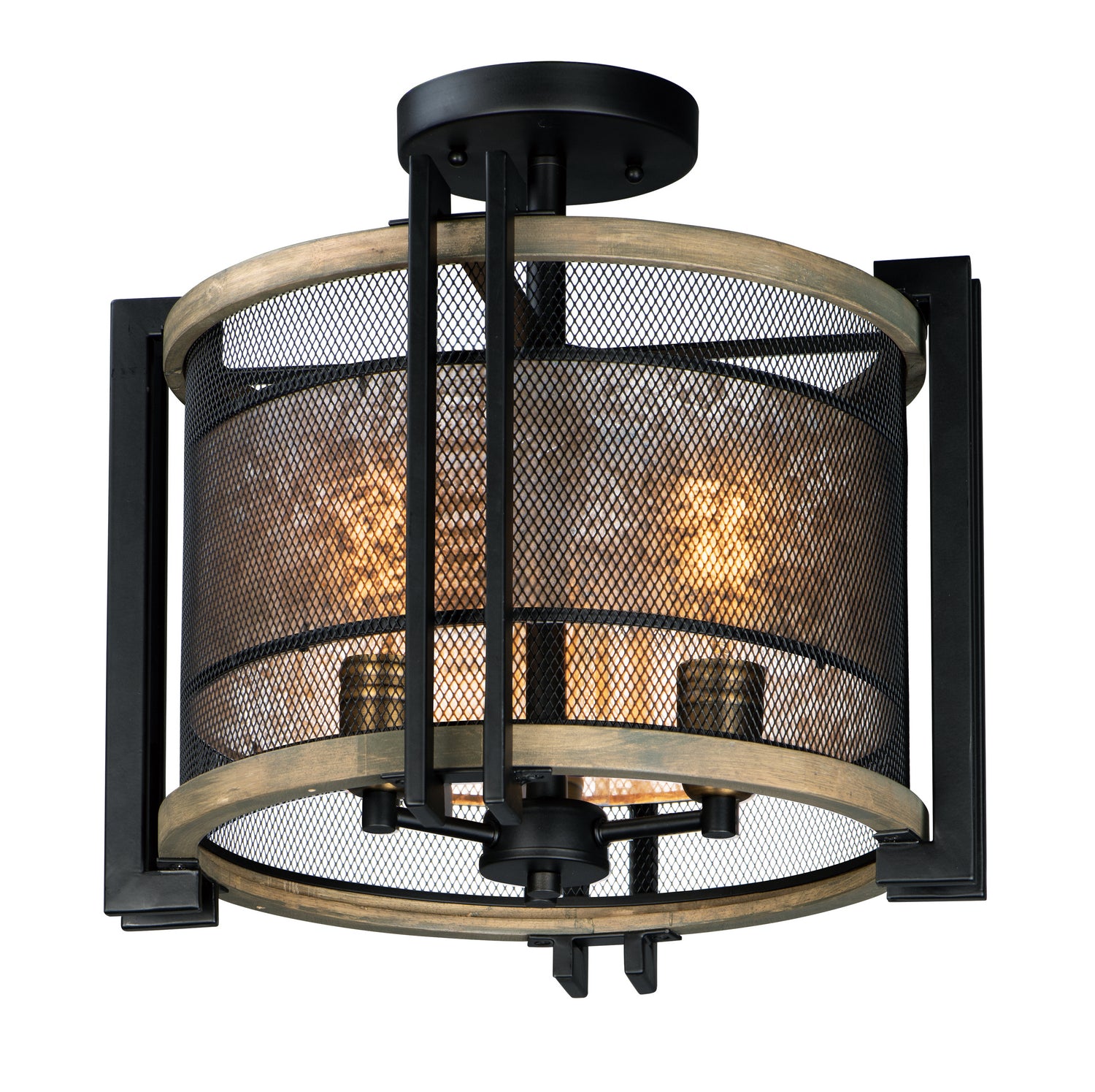 Maxim - 27560BKBWAB - Three Light Flush Mount - Boundry - Black / Barn Wood / Antique Brass