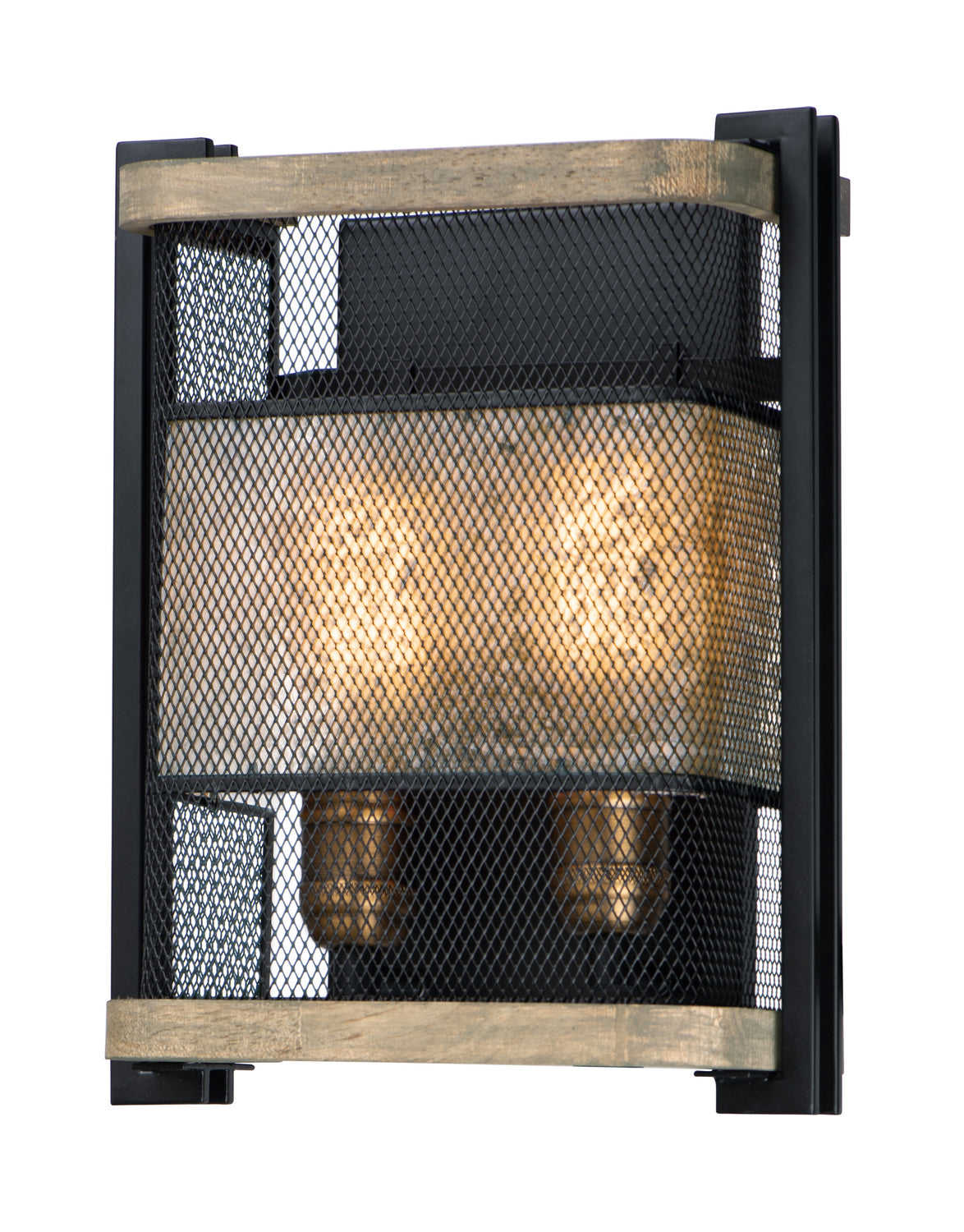 Maxim - 27562BKBWAB - Two Light Wall Sconce - Boundry - Black / Barn Wood / Antique Brass