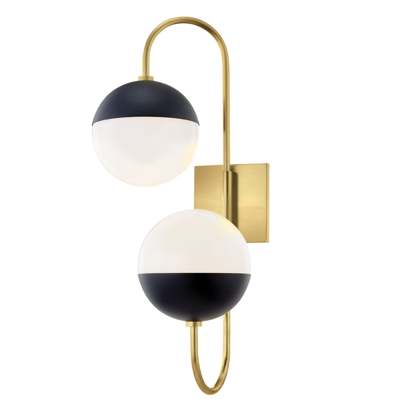 Mitzi - H344102B-AGB/BK - Two Light Wall Sconce - Renee - Aged Brass/Black