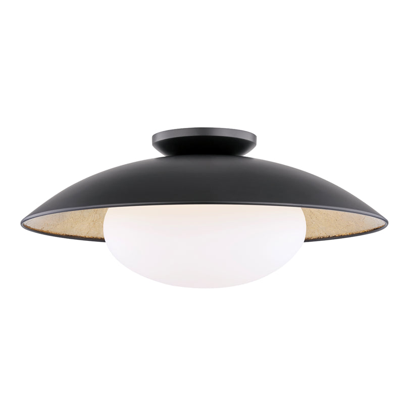 Mitzi - H368601L-BLK/GL - One Light Semi Flush Mount - Cadence - Black Lustro/Gold Leaf Combo