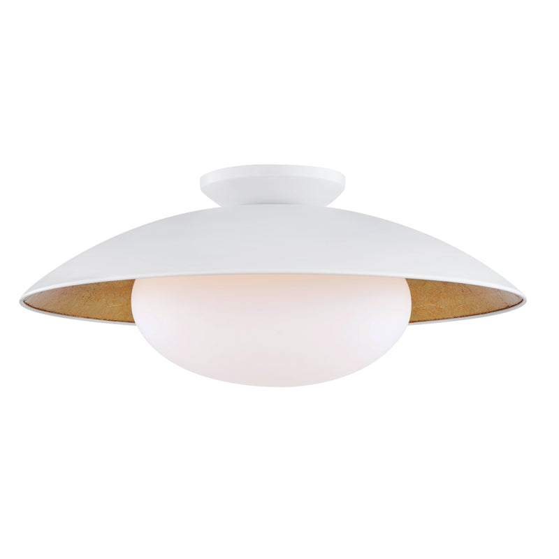 Mitzi - H368601L-WH/GL - One Light Semi Flush Mount - Cadence - White Lustro/Gold Leaf Combo