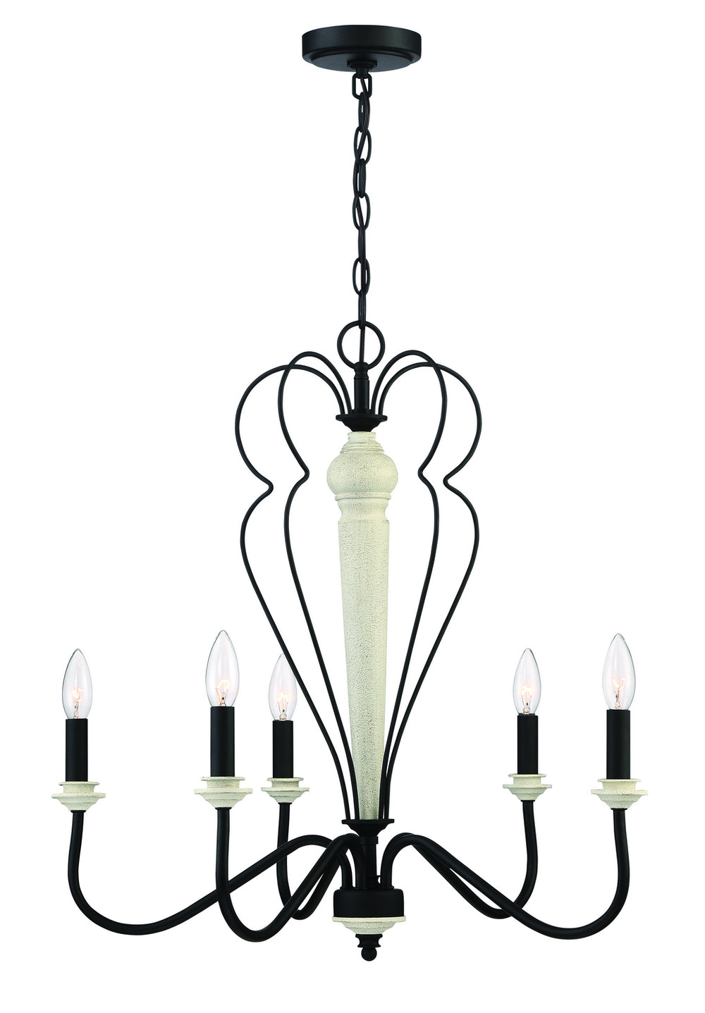 Craftmade - 52525-CWESP - Anna Five Light Chandelier in Cottage White/Espresso Finish - Anna