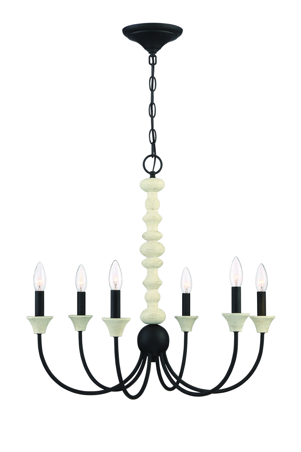 Craftmade - 52626-CWESP - Meadow Place Six Light Chandelier in Cottage White/Espresso Finish - Meadow Place