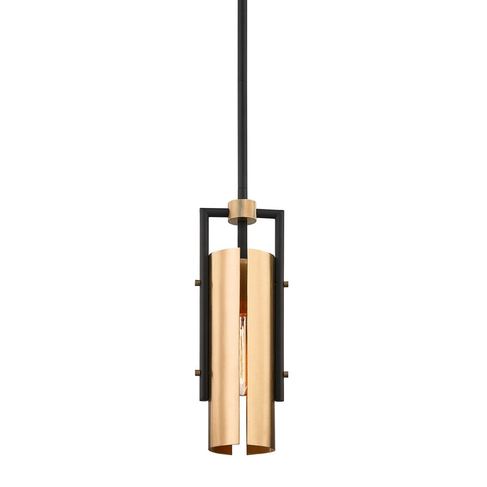 Troy Lighting - F6783-SBK/BBA - One Light Pendant - Emerson - Soft Off Black/Brushed Brass