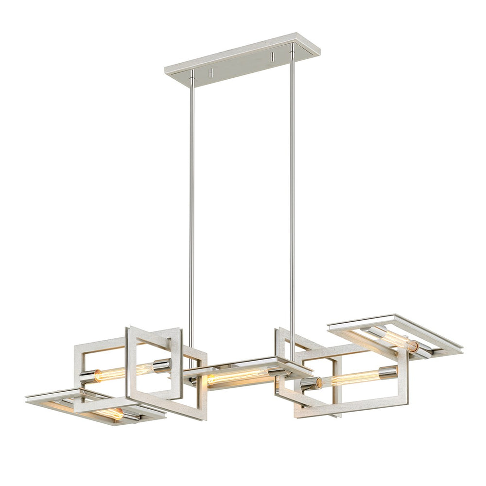 Troy Lighting - F7105 - Five Light Linear Pendant - Enigma - Silver Leaf W Stainless Acc