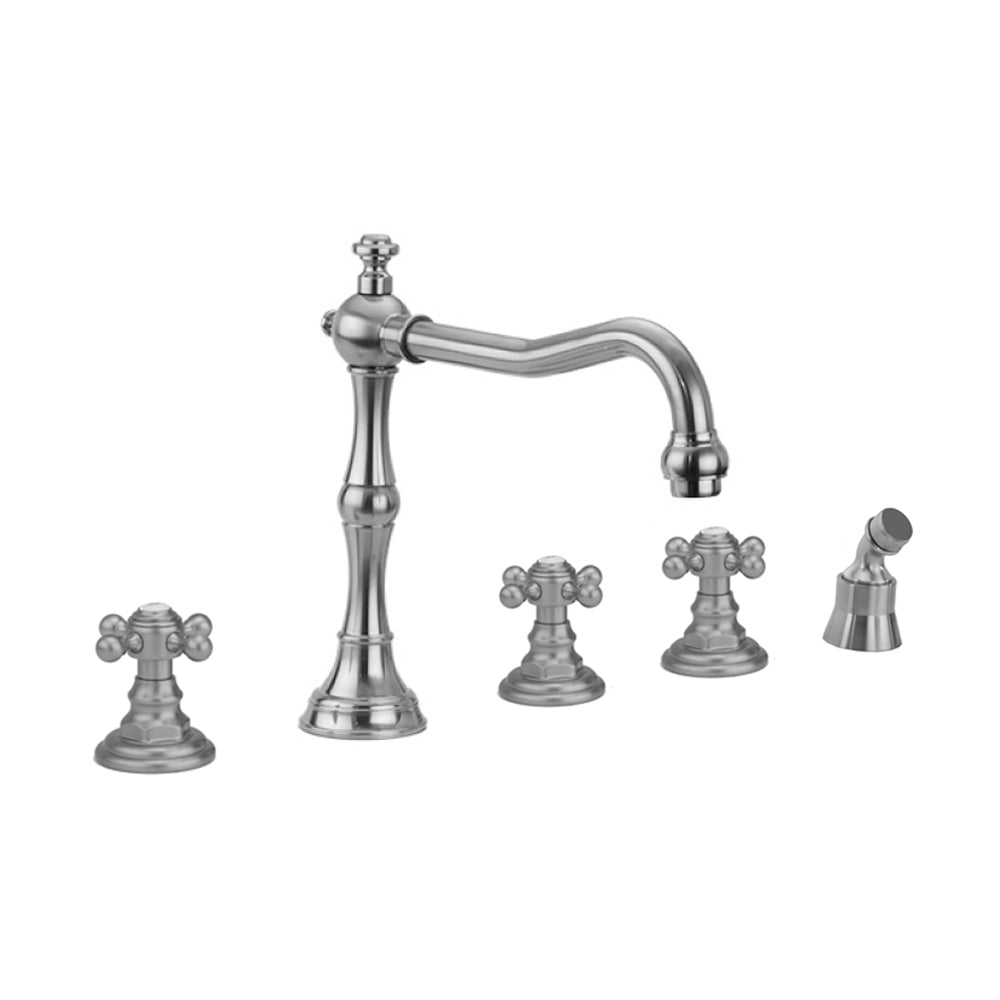 Roaring 20's Roman Tub Set with Ball Cross Handles and Angled Handshower in Multiple Finishes