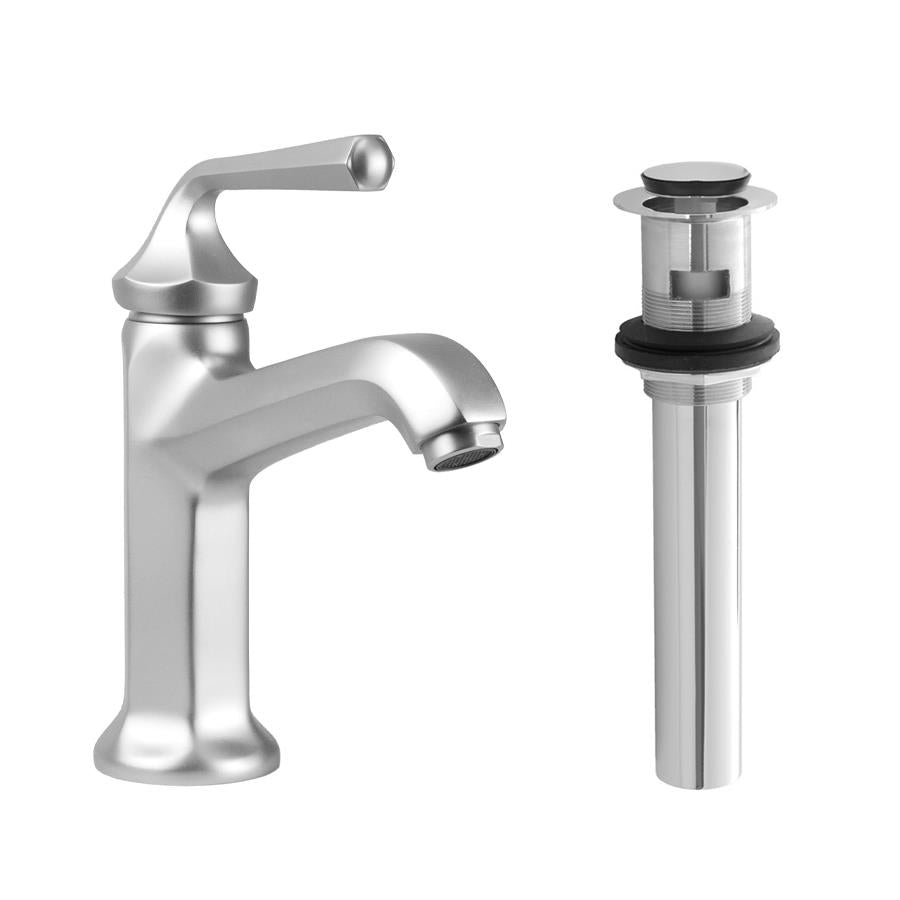 Hex Single Hole Faucet with Push Top Drain in Multiple Finishes