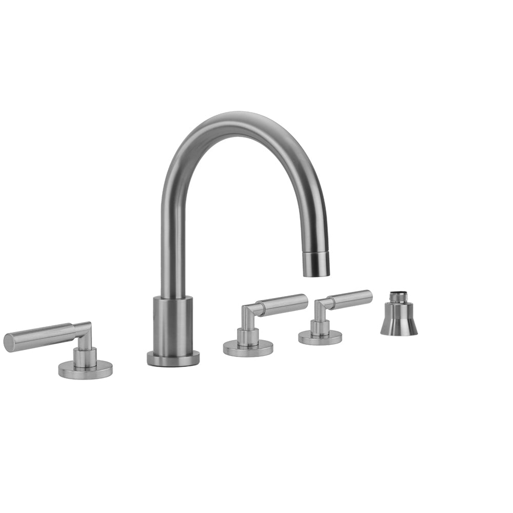 Contempo Roman Tub Set with Hub Base Lever Handles and Straight Handshower Holder in Multiple Finishes