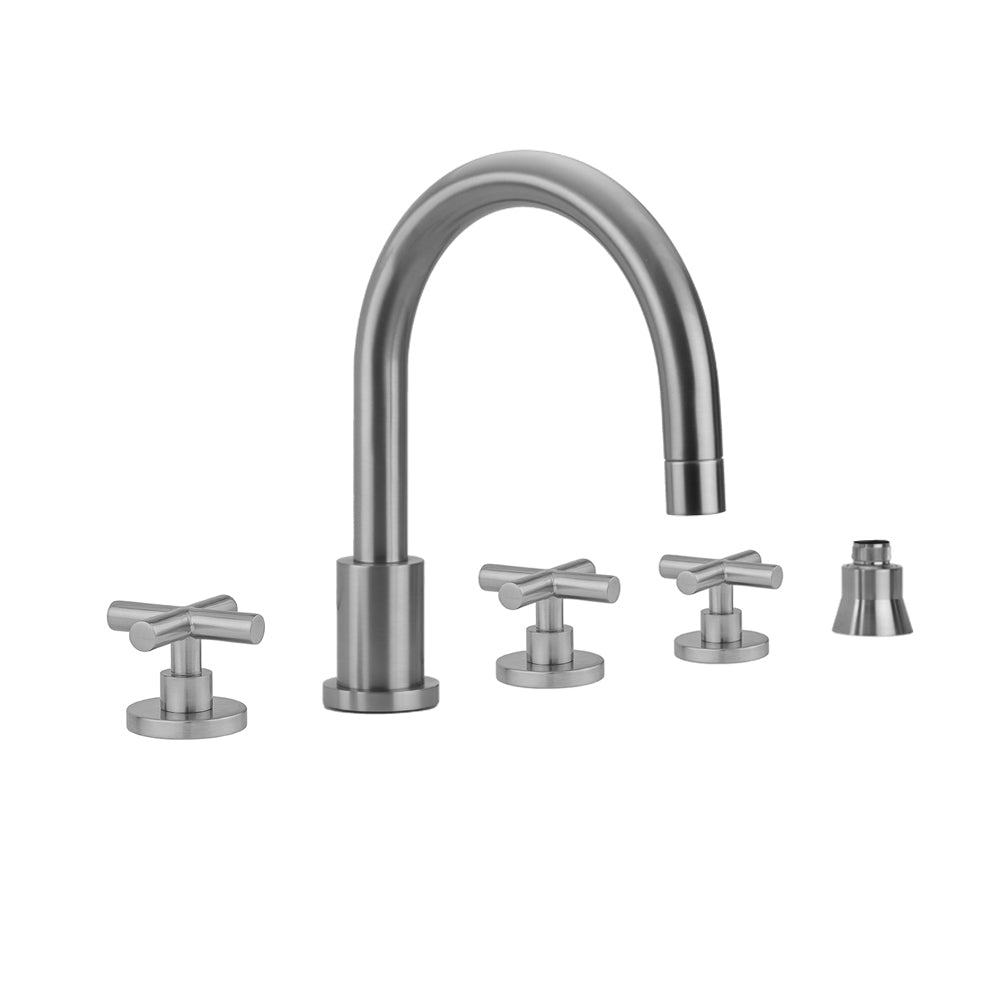 Contempo Roman Tub Set with Hub Base Cross Handles and Straight Handshower Holder in Multiple Finishes