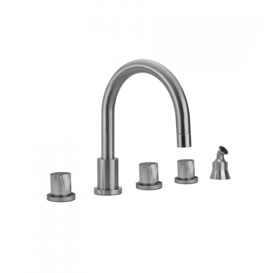 Contempo Roman Tub Set with Thumb Handles and Angled Handshower in Multiple Finishes