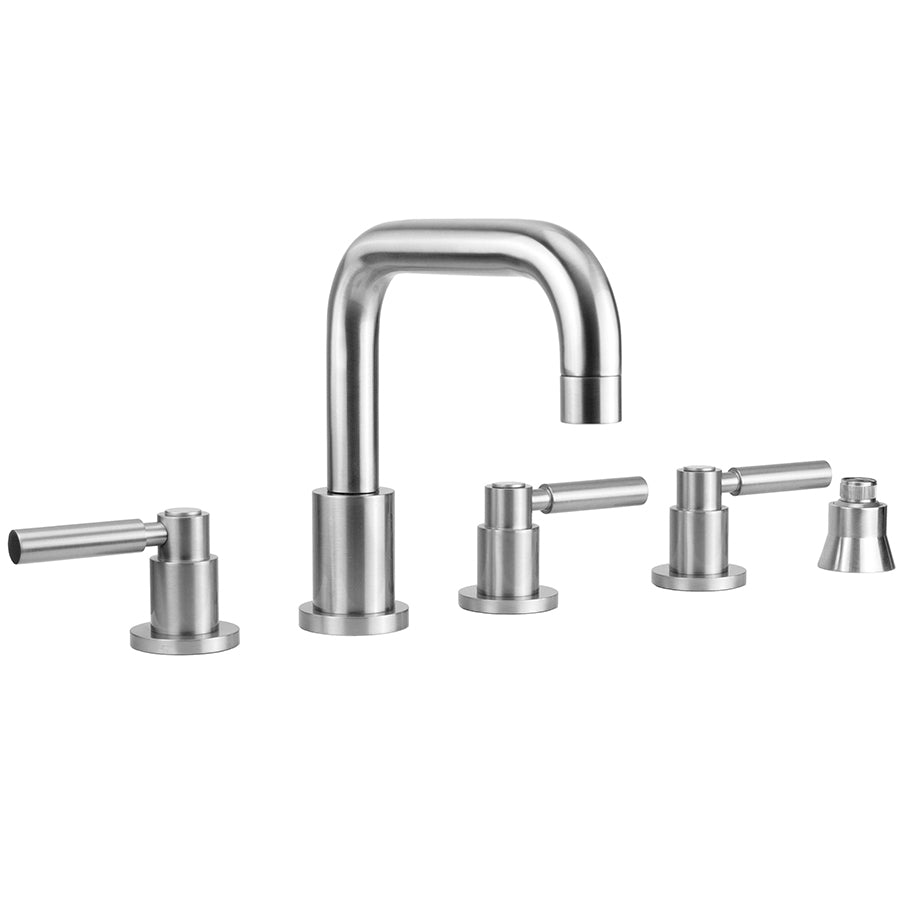 Contempo Downtown Roman Tub Set with High Lever Handles and Straight Handshower Holder in Multiple Finishes