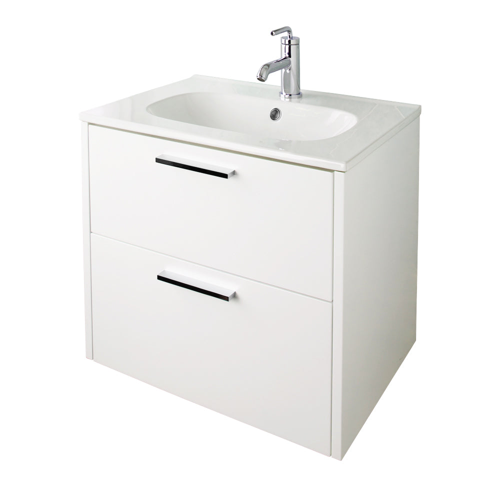 Wall-mount under-counter vanity with two drawers, sink 8075 sold separately.  W: 23 1/4", D: 17 5/8", H: 20" - Maison&Co.