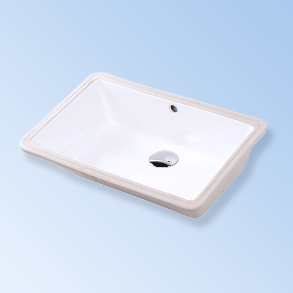 Under-counter porcelain Bathroom Sink with an overflow, unglazed exterior, 20 7/8"W, 13 1/8"D, 7 1/4"H - Maison&Co.