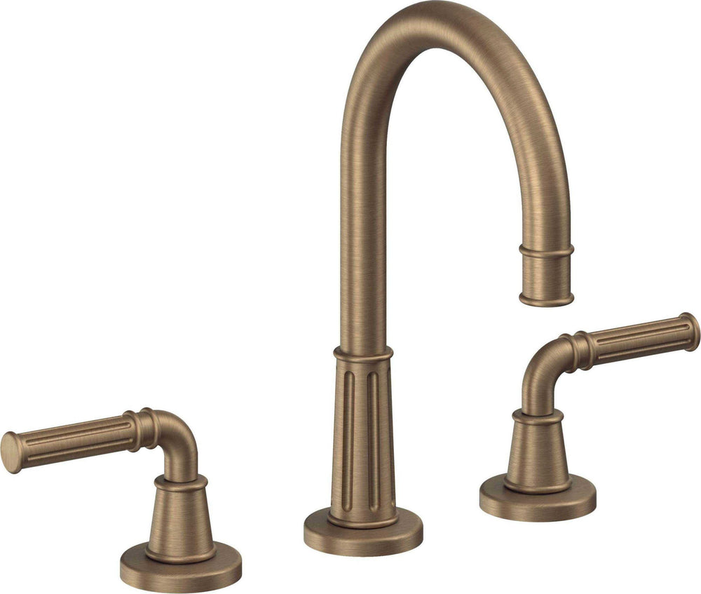 California Faucets - C102ZBF-ABF - 8" Widespread Lavatory Faucet with Completely Finished ZeroDrain - Antique Brass Flat - Trousdale