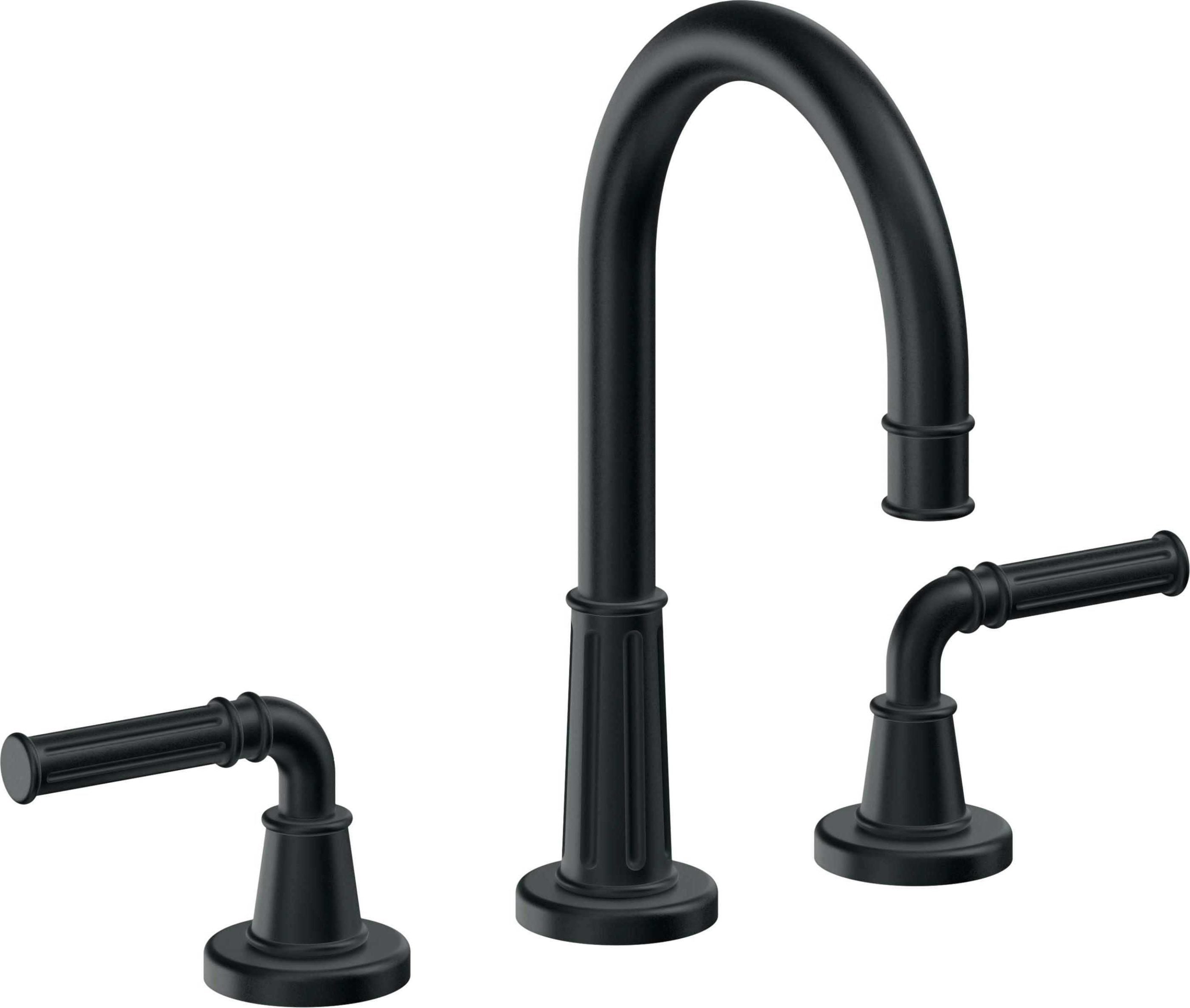 California Faucets - C102ZBF-CB - 8" Widespread Lavatory Faucet with Completely Finished ZeroDrain - Carbon (PVD) - Trousdale