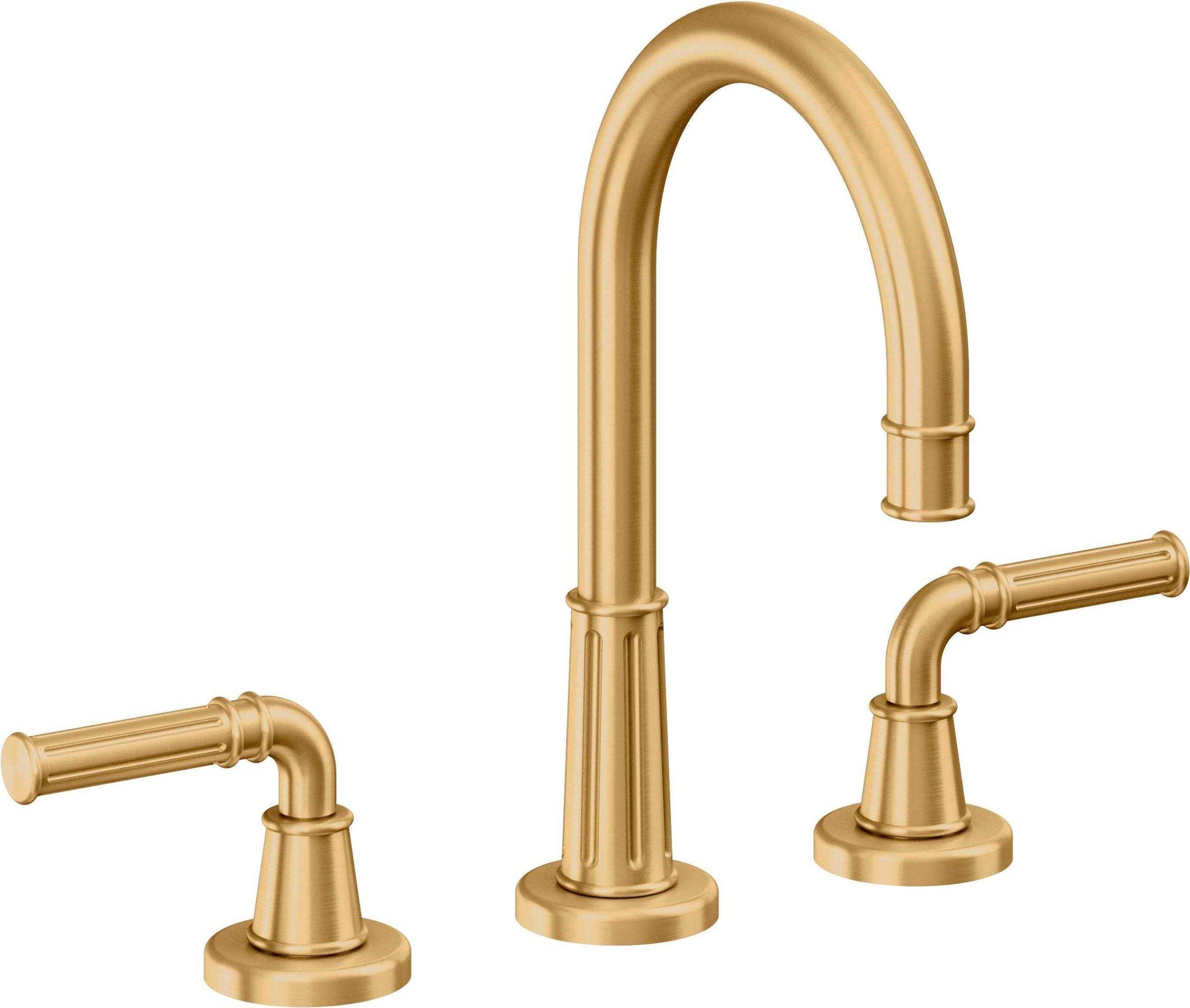 California Faucets - C102-LSG - 8" Widespread Lavatory Faucet - Lifetime Satin Gold (PVD) - Trousdale