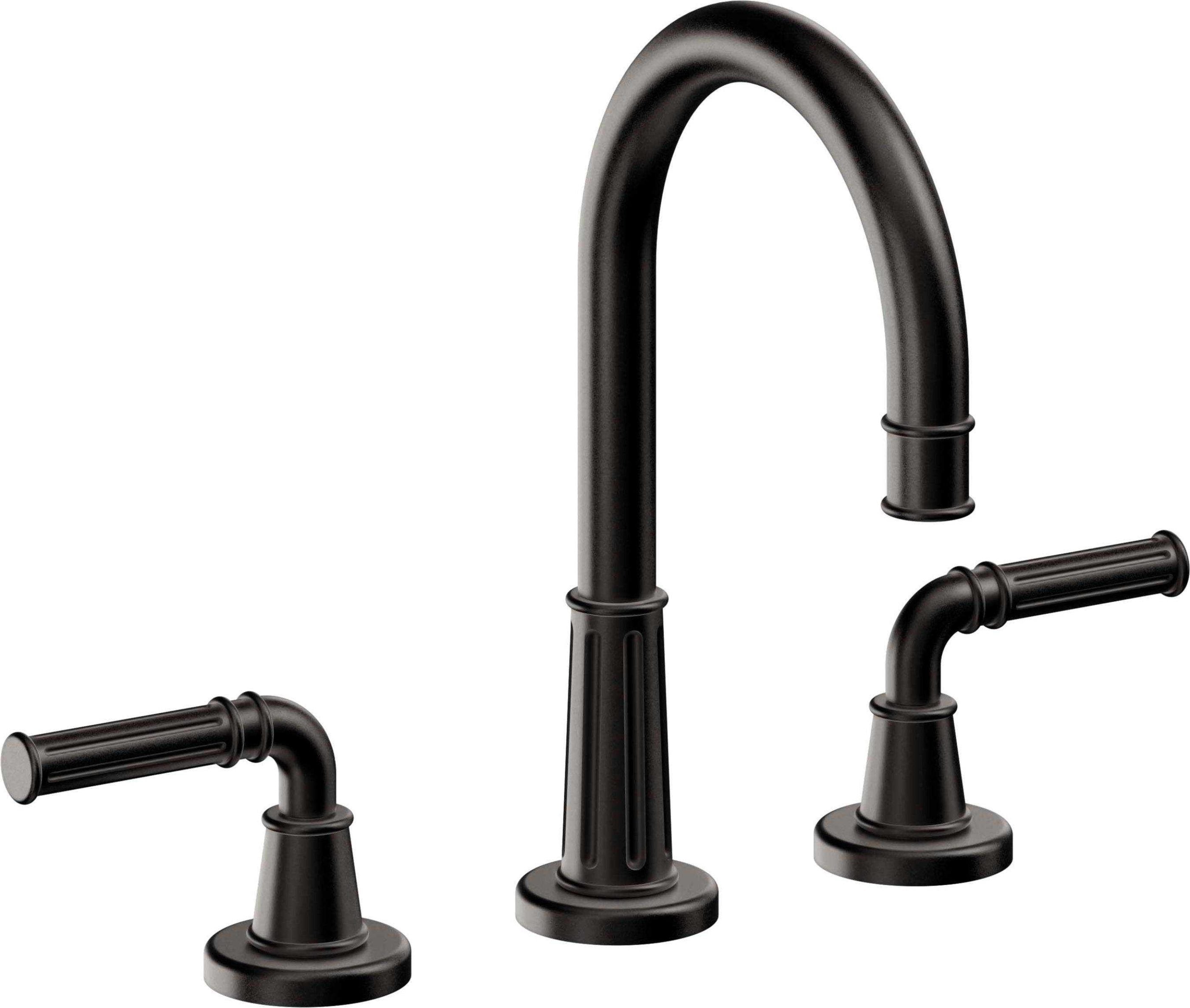 California Faucets - C102-MBLK - 8" Widespread Lavatory Faucet - Matte Black - Trousdale