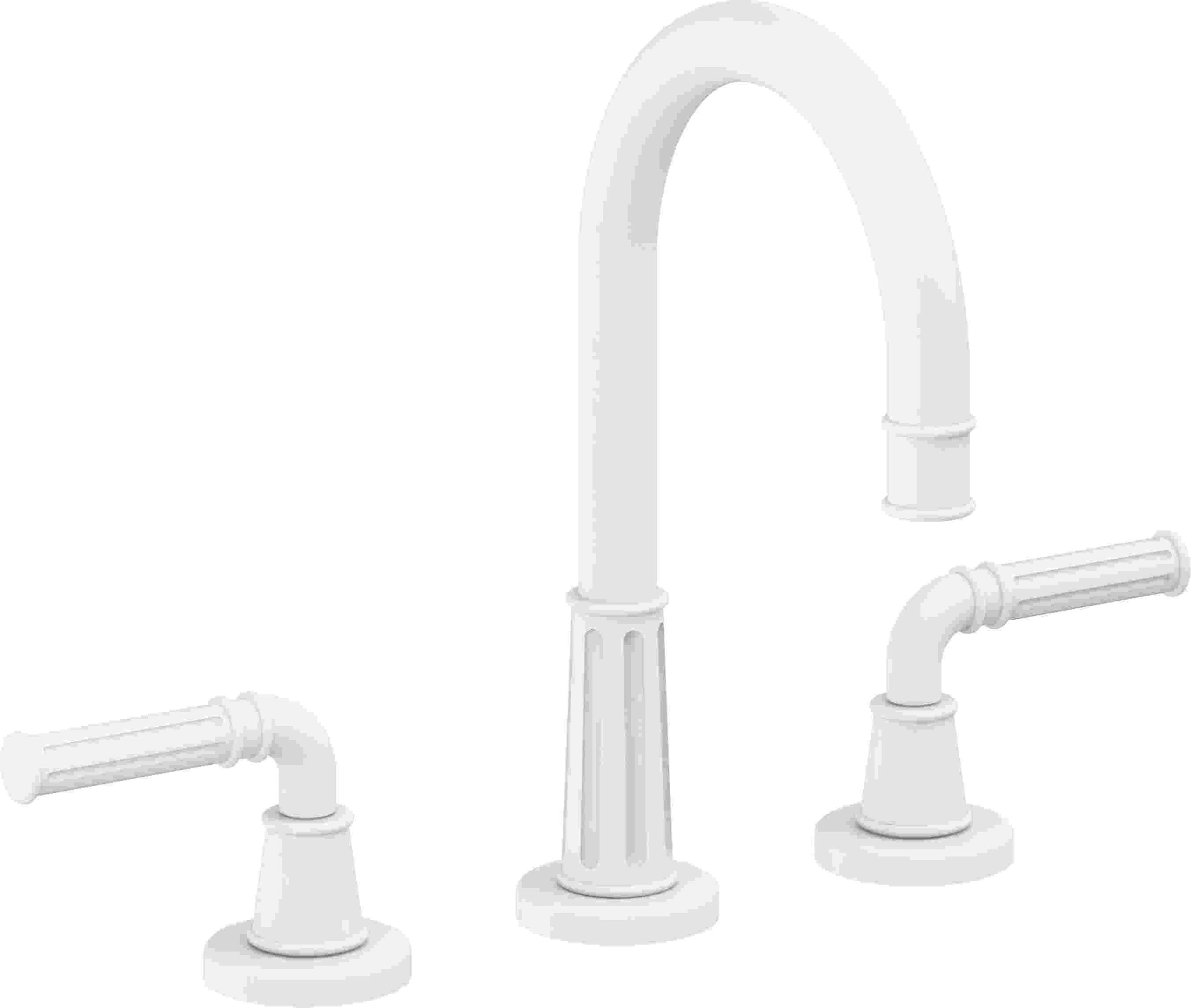 California Faucets - C102ZBF-MWHT - 8" Widespread Lavatory Faucet with Completely Finished ZeroDrain - Matte White - Trousdale