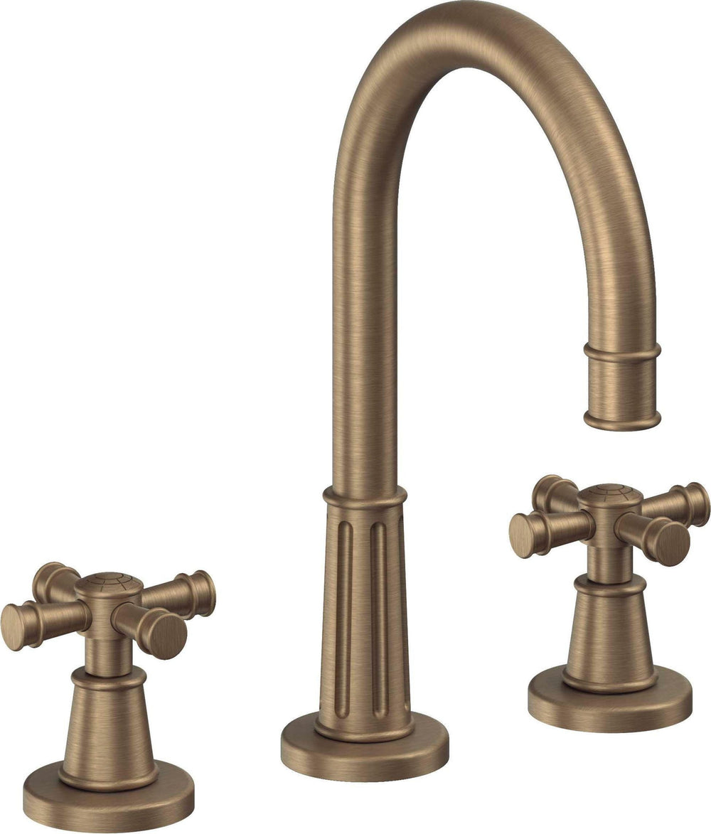 California Faucets - C102XZB-ABF - 8" Widespread Lavatory Faucet with ZeroDrain - Antique Brass Flat - Trousdale