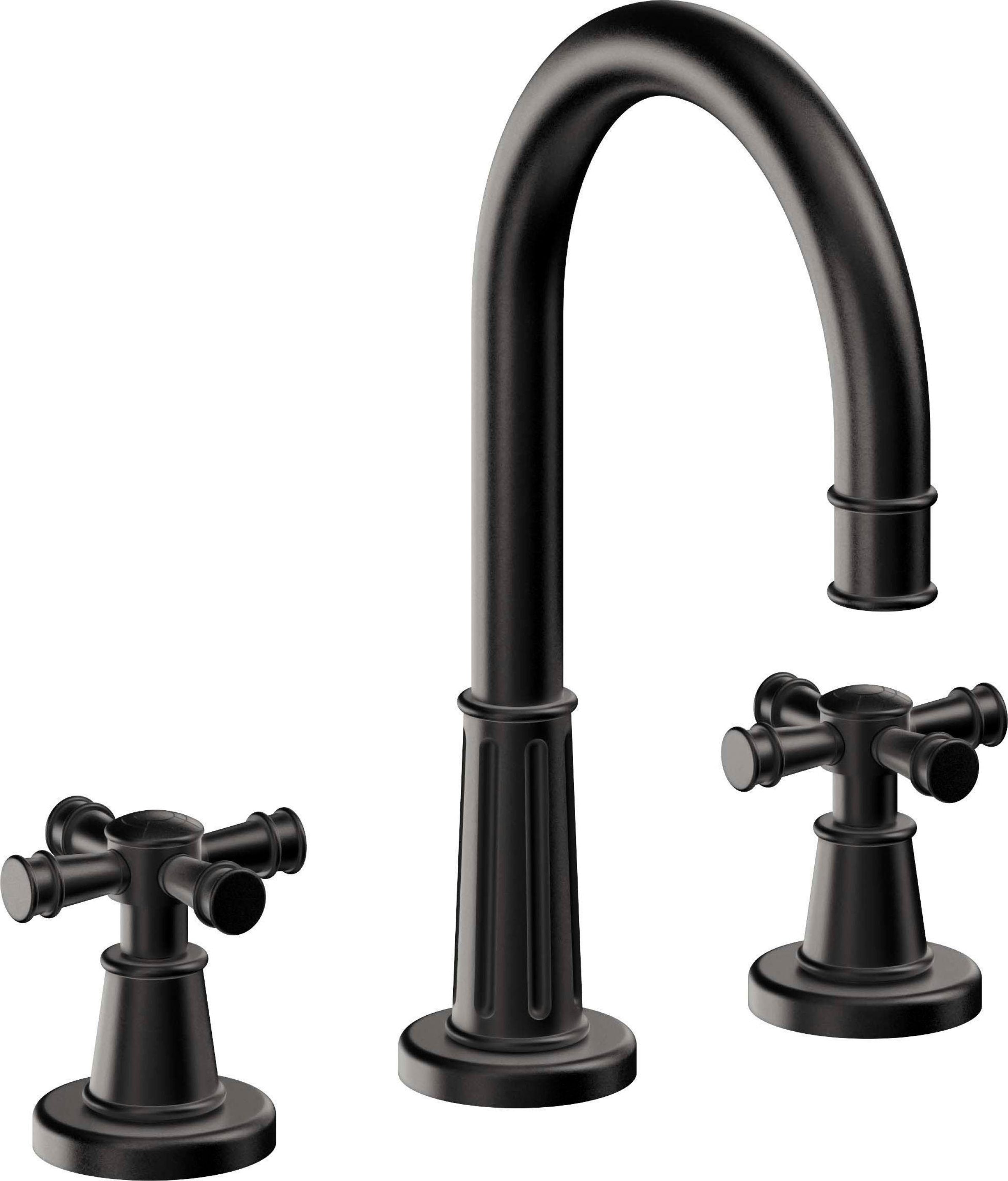 California Faucets - C102XZBF-MBLK - 8" Widespread Lavatory Faucet with Completely Finished ZeroDrain - Matte Black - Trousdale