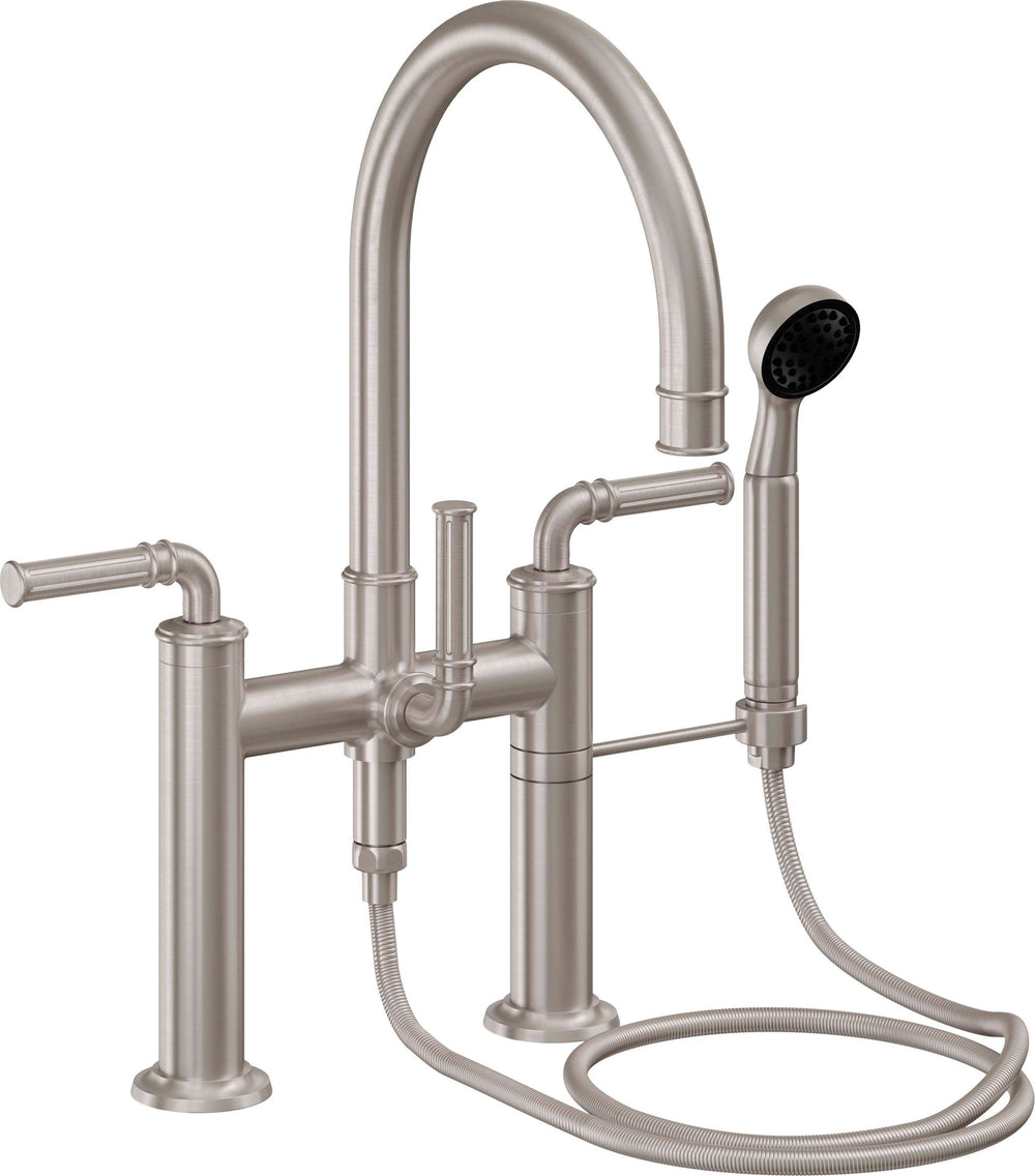 California Faucets - C108-ETD.18-SN - Deck Mount Tub Filler with Handshower - Satin Nickel  - Christopher Grubb