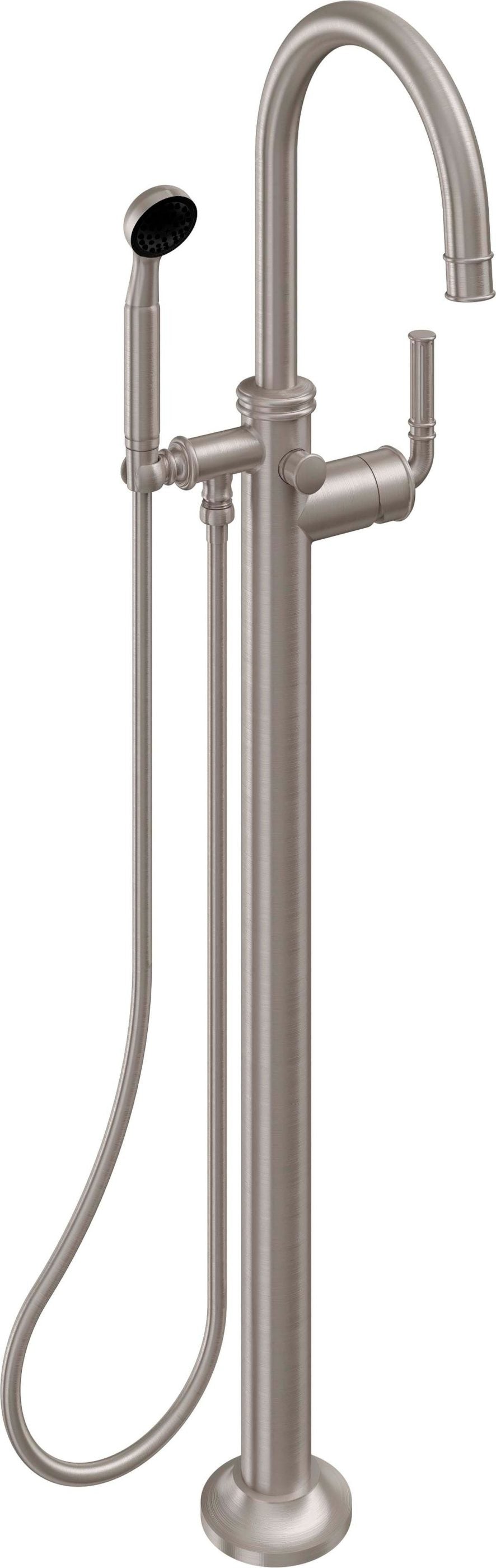 California Faucets - C108-ETS.18-SN - Single Hole Floor Mount Tub Filler - Satin Nickel  - Christopher Grubb