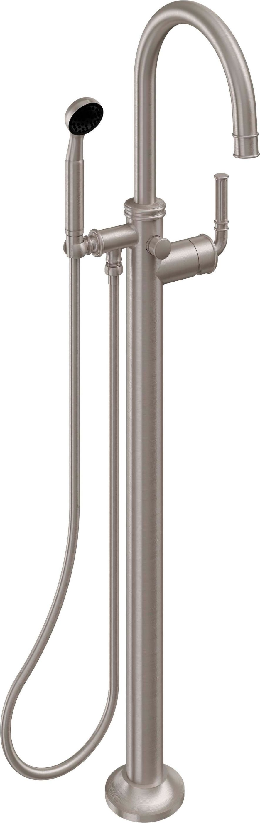 California Faucets - C108-ETS.20-SN - Single Hole Floor Mount Tub Filler - Satin Nickel  - Christopher Grubb